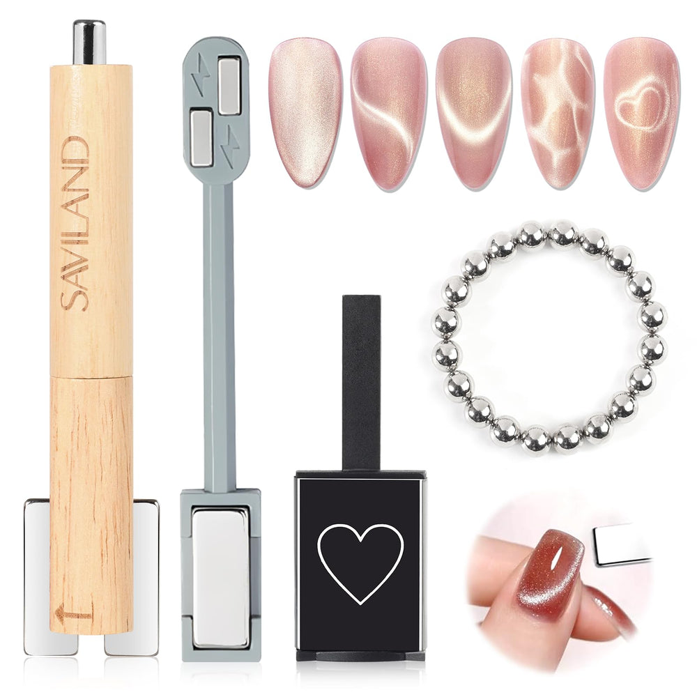 SAVILAND aimants œil de chat, ensemble 4 modèles pour des effets variés sur les ongles