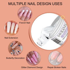 Saviland builder gel kit in light pink for natural-looking length and shape
