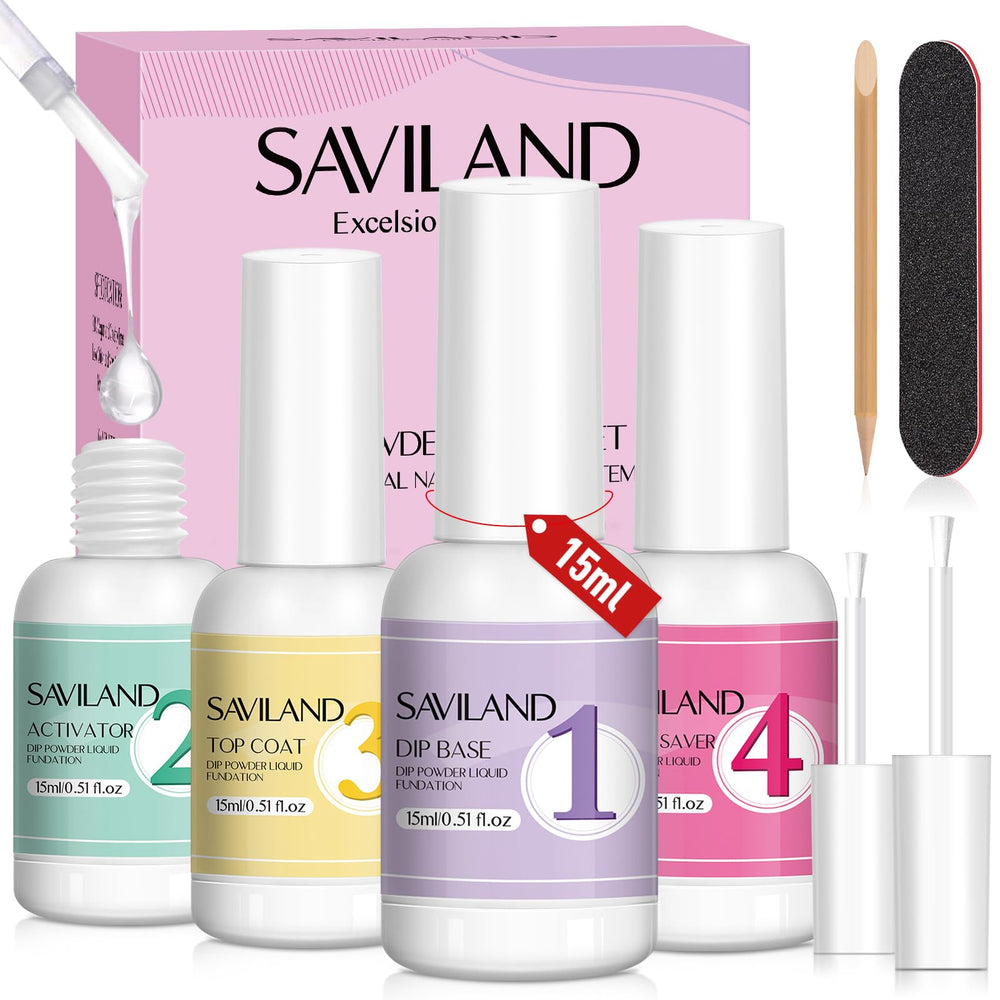 SAVILAND Dip Powder Liquid Set - base: préparation des ongles pour une finition durable