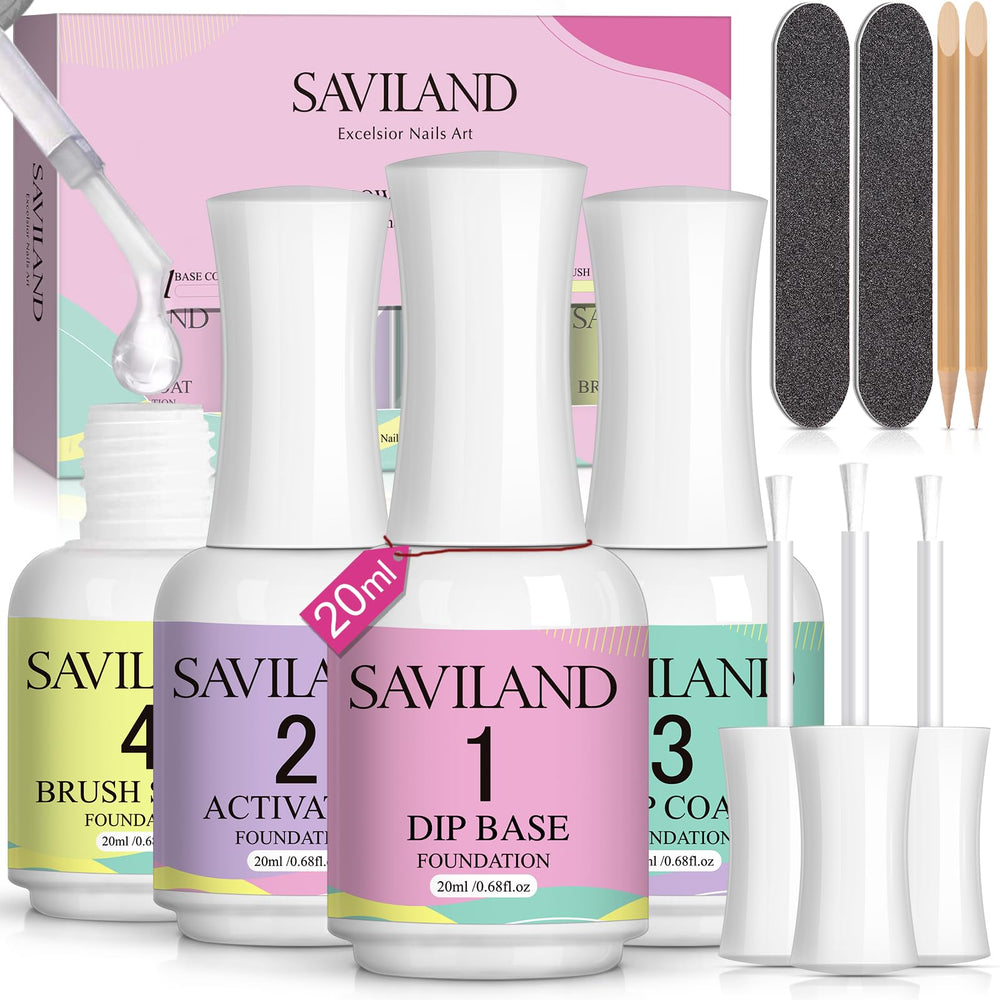 SAVILAND ensemble dip-poudre emballage: kit pratique et grande capacité pour salon ou manucure à domicile.