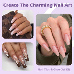 SAVILAND Extensions Ongles Coffin Long 500 pièces pour look pro.