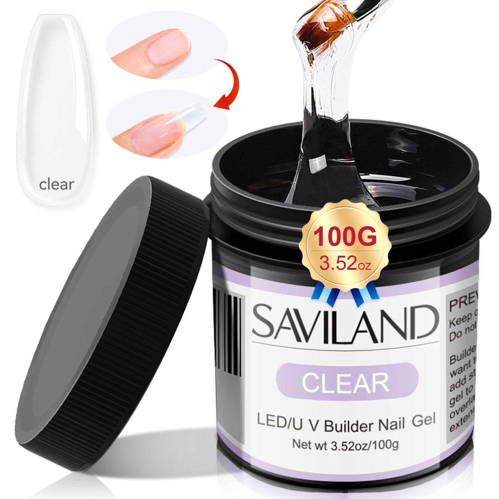 SAVILAND Gel Builder Clair 100 g – bouteille prête à l’emploi pour extensions et réparation des ongles.