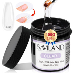 SAVILAND Gel Builder Clair 100 g – bouteille prête à l’emploi pour extensions et réparation des ongles.