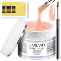 SAVILAND Gel Builder extension nu 60 g; image montre le gel couleur naturelle prêt à l’emploi