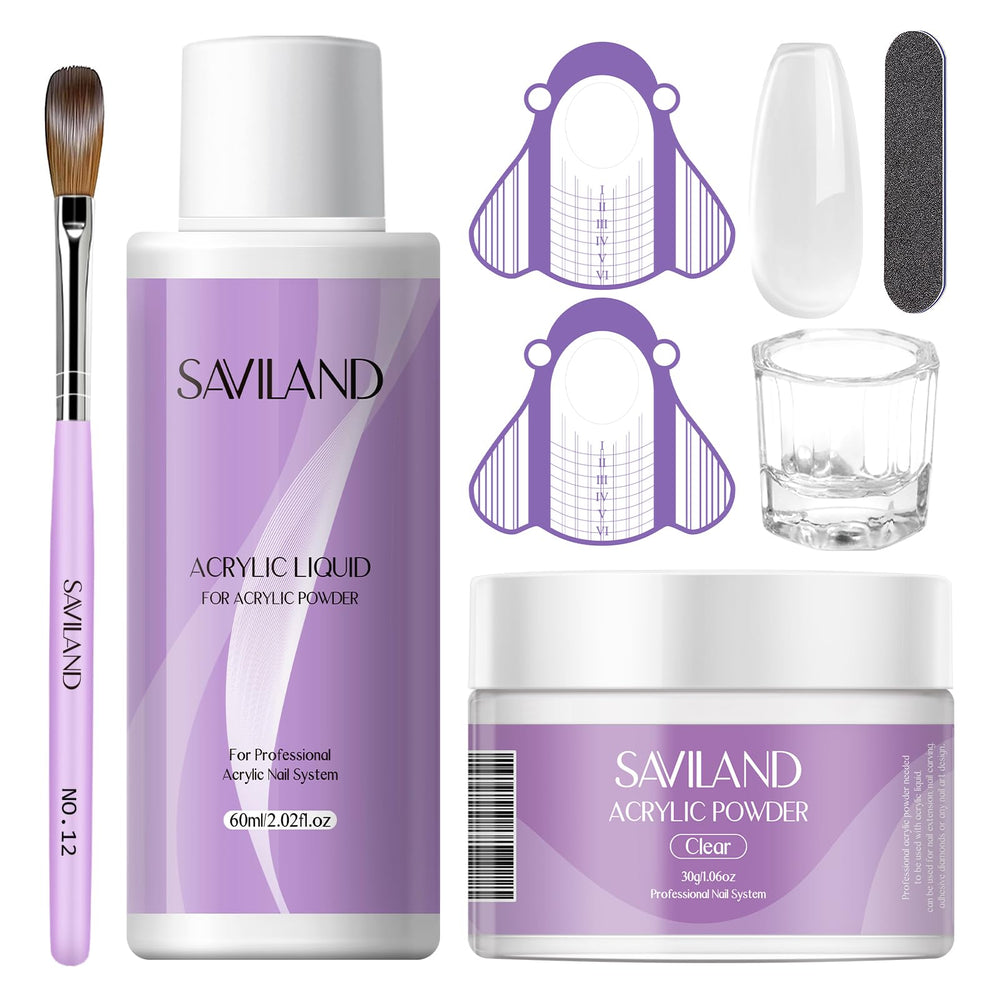 SAVILAND kit acrylique débutant – poudre claire pour ongles nets et durables