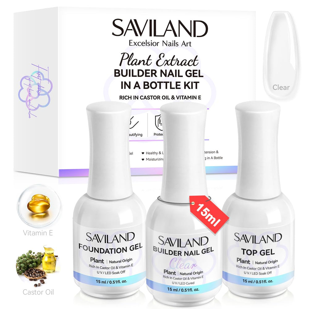SAVILAND kit gel-builder clair pour extensions d’ongles solides et durables.