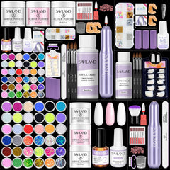 Kit SAVILAND pour ongles acryliques 28-en-1, idéal pour débutants et salon maison.