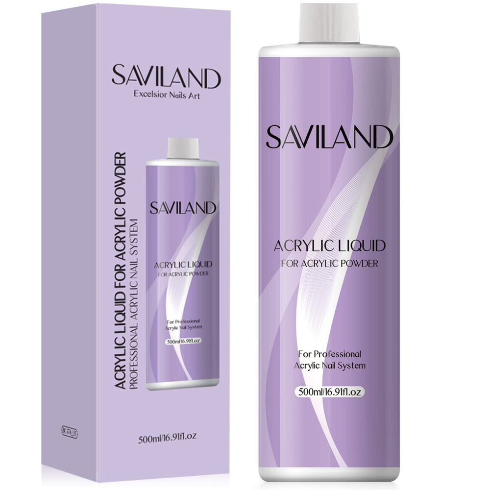 SAVILAND Liquide Acrylique 500 ml, bouteille transparente pour extensions d'ongles