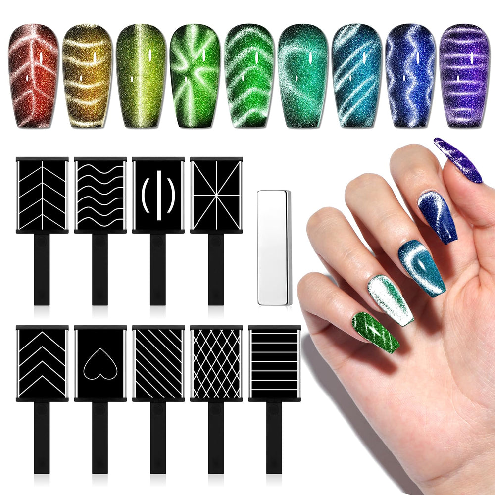 SAVILAND: aimant œil de chat sur ongles pour des reflets élégants.