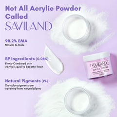 SAVILAND poudre acrylique blanc, teinte claire idéale pour manucure française.