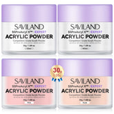 SAVILAND poudre acrylique ensemble 4 teintes, parfait pour extensions et décorations.