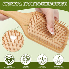 SAYAYA brosse bambou dents arrondies protège le cuir chevelu lors du coiffage