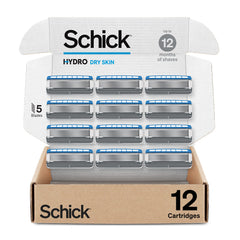 Schick Hydro cartouches peau sèche dans boîte, douceur et protection.