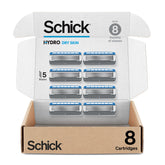 Remplissages Schick Hydro peau sèche, ensemble 8 pièces, rasage durable.