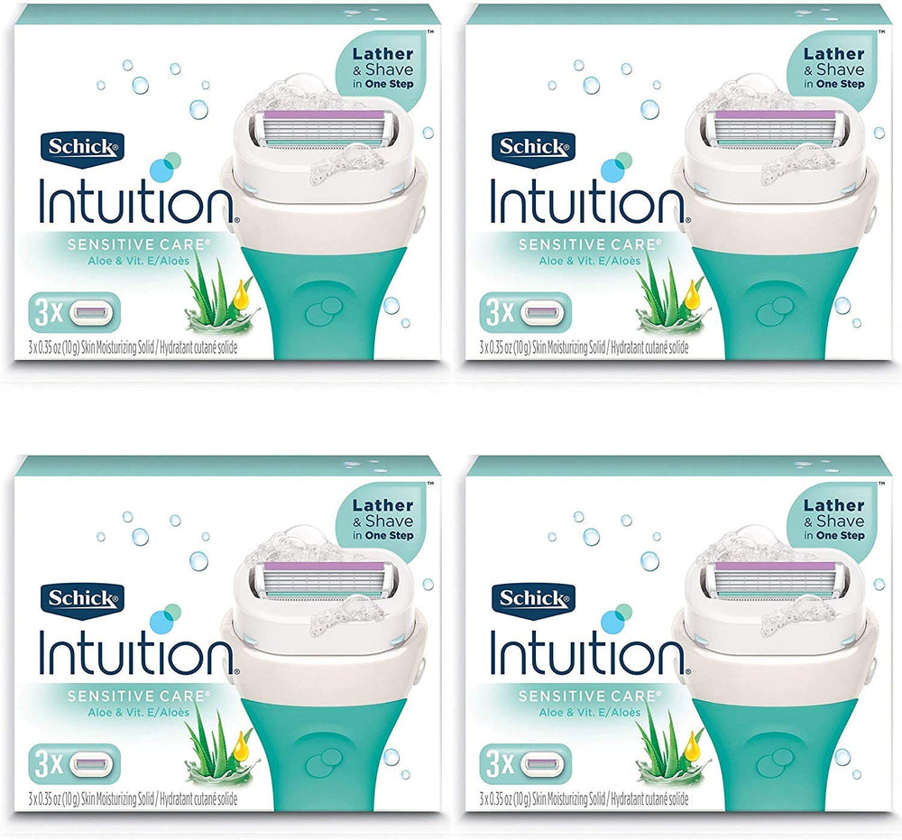 Recharge Schick Intuition avec lait de coco et huile d'amande pour hydratation pendant le rasage.