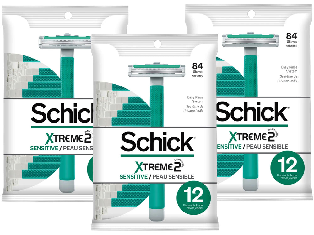 Rasoir Schick ST2 Sensitive pour homme avec poignée antidérapante, confort lors du rasage.