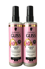 Schwarzkopf Gliss Liquid Silk, spray-bouteille pour cheveux soyeux et faciles à démêler.