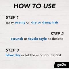 Schwarzkopf Got2b Spray salé, look plage sur cheveux courts.