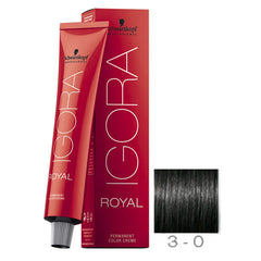 Schwarzkopf Igora Royal Color Crème 3-0 Brun Foncé, couverture des gris et couleur homogène.