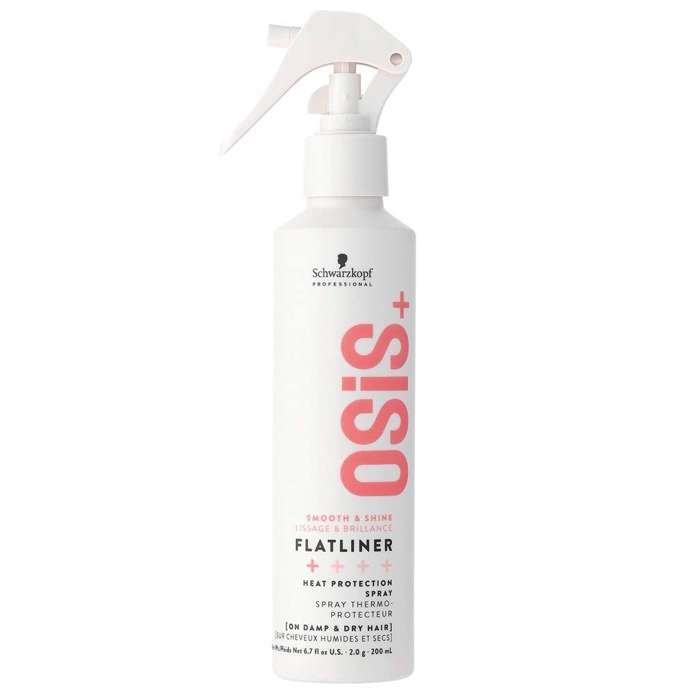 Schwarzkopf Osis+ Flatliner: spray protecteur de chaleur pour cheveux, contrôle des frisottis et volume.