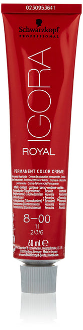 Schwarzkopf Royal Igora 8-00 crème colorante pour une couverture parfaite et durable.