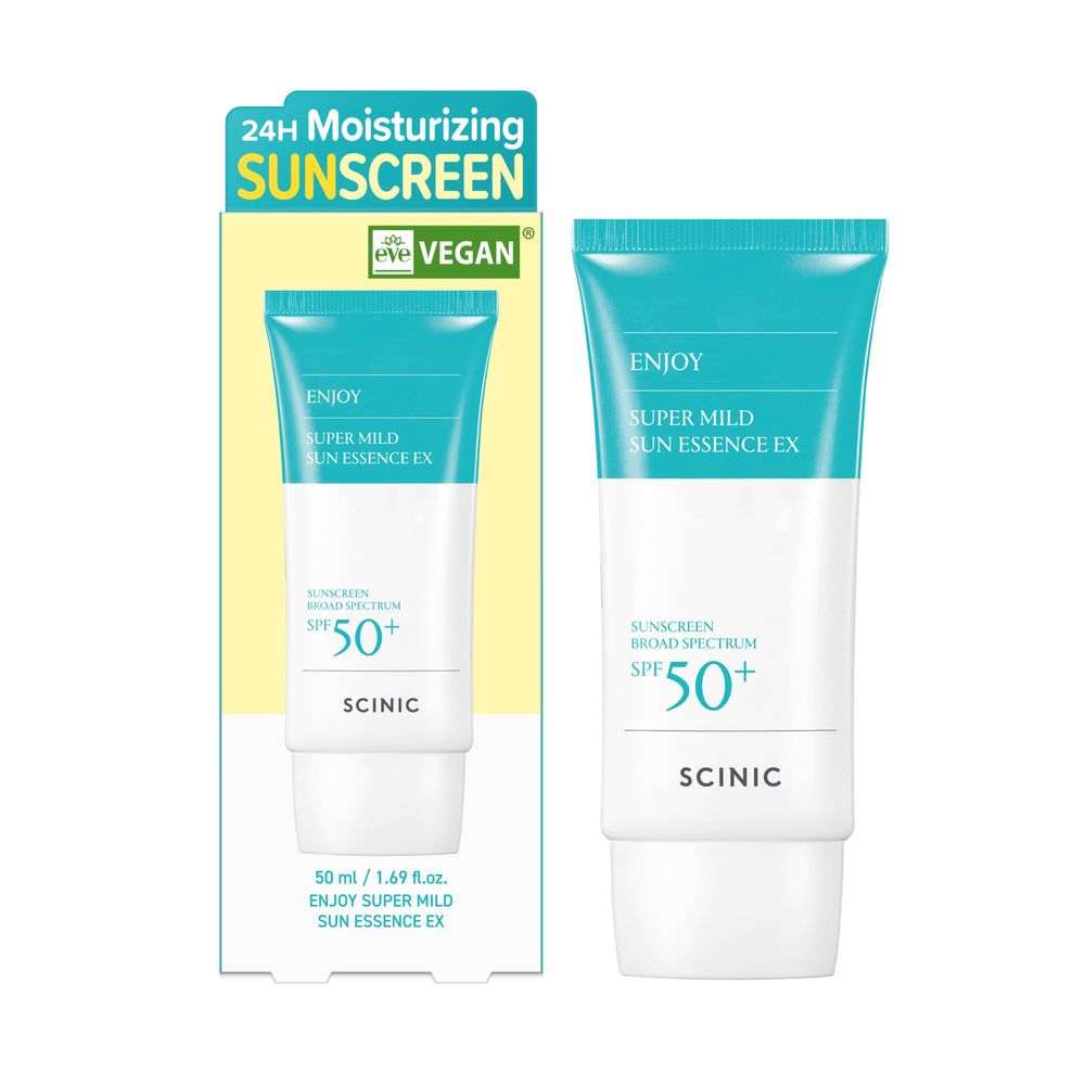 SCINIC Enjoy Sun Essence flacon 50 ml, protection quotidienne légère.