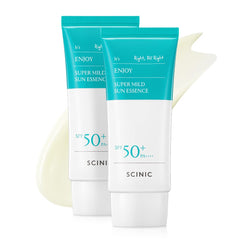 SCINIC Enjoy Sun Essence – bouteille pompe de 50 ml, hydratation légère et protection UV.