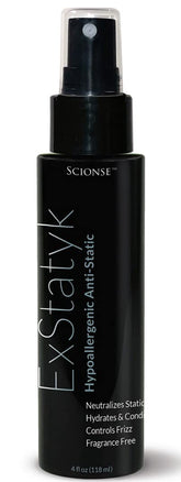 SCIONSE ExStatyk brume anti-statique pour cheveux lisses et sans frisottis.