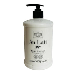 Scottish Fine Soaps The Company Au Lait Body Lotion bottle front view, nourishing daily hydration.