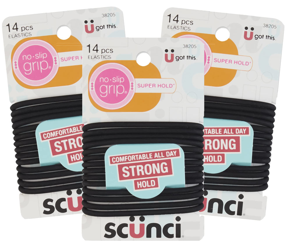 Élastiques Scunci gel noirs avec grip sans glisse pour une tenue stable toute la journée