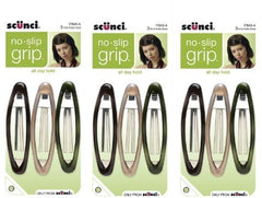 Pinces ovales Scunci à grip anti-dérapant de 8 cm pour sécuriser les mèches en douceur.