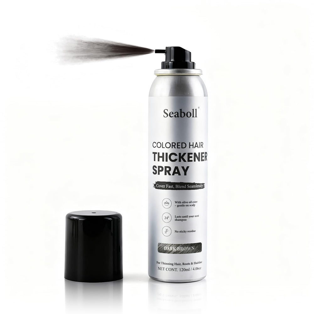 Seaboll spray coloration racines brun foncé pour une couverture naturelle rapide.