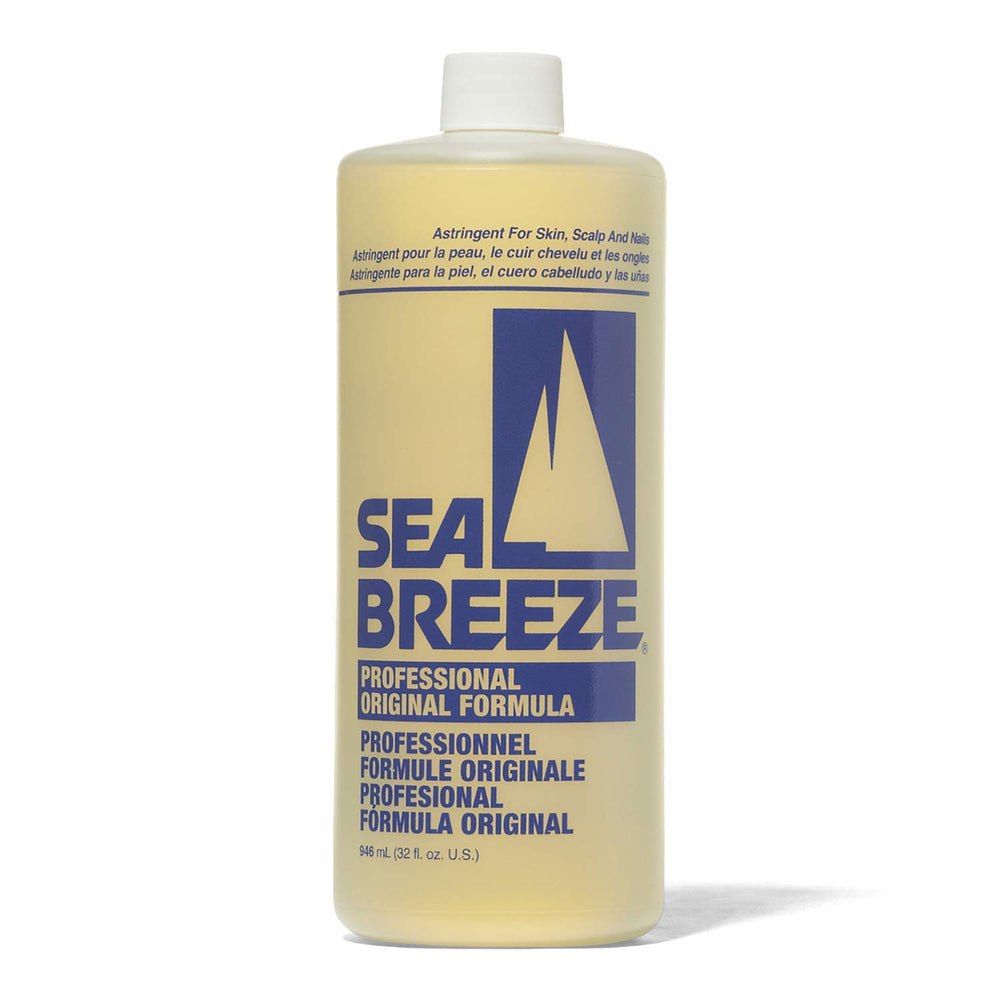 Seabreeze Astringent: bouteille jaune, tonifie peau et cuir chevelu.