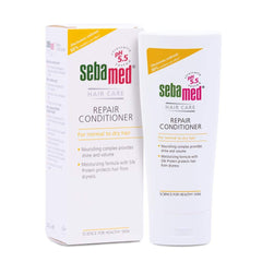 Sebamed Repair Conditioner dans sa bouteille 200 ml, hydratation douce pour tous types de cheveux.