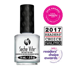 Finition brillante extra de Seche Vite sur vernis brillant.