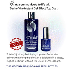 Seche Vive 4oz bottle with refill showcases professional-grade top coat.