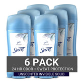 Secret antiperspirant invisible sans parfum, protection 24h au quotidien.