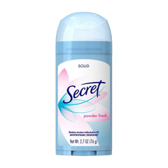 Secret déodorant solide poudre fraîche, application facile et rapide sur la peau.