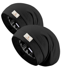 SECZIPE bonnet satin dormeur noir protège les cheveux pendant le sommeil