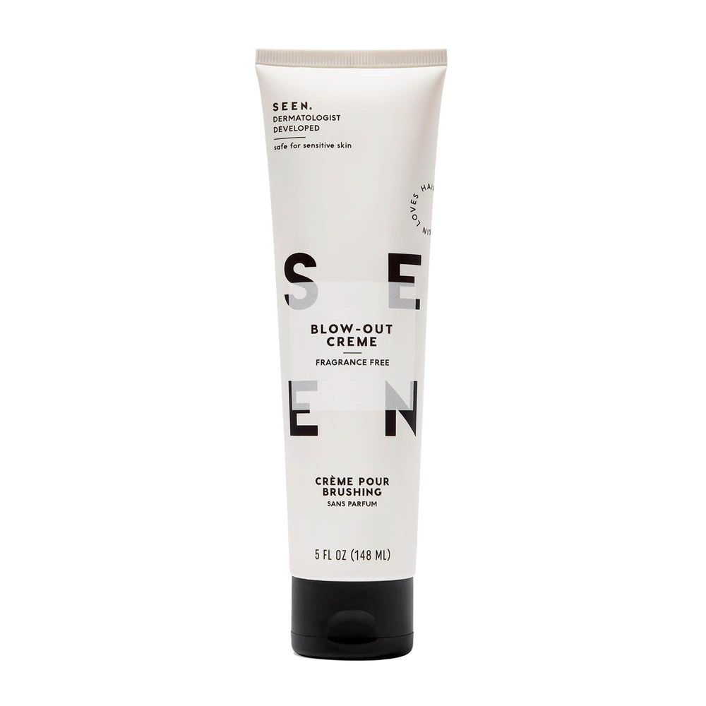 SEEN Crème volimisante sans parfum sur flacon, protection chaleur et brillance durable.
