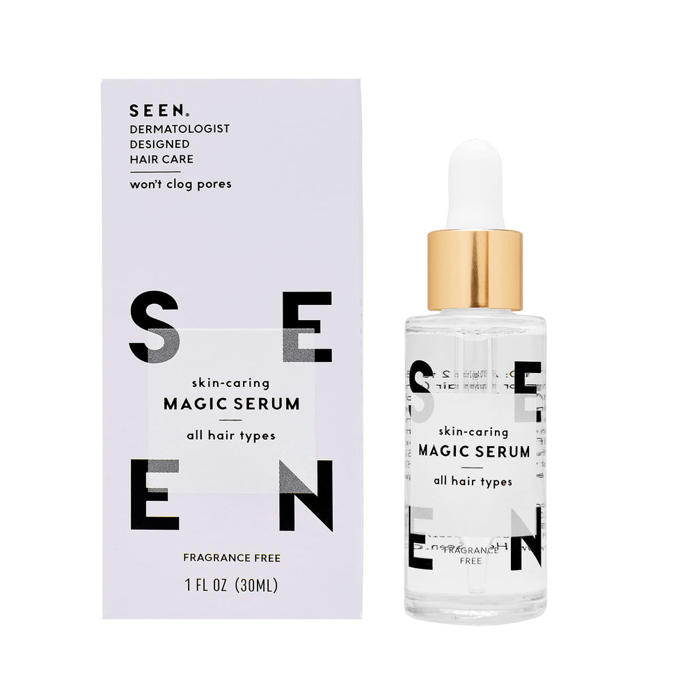 SEEN Magic Serum: bouteille sans parfum pour cheveux lisses et protégés par la chaleur.