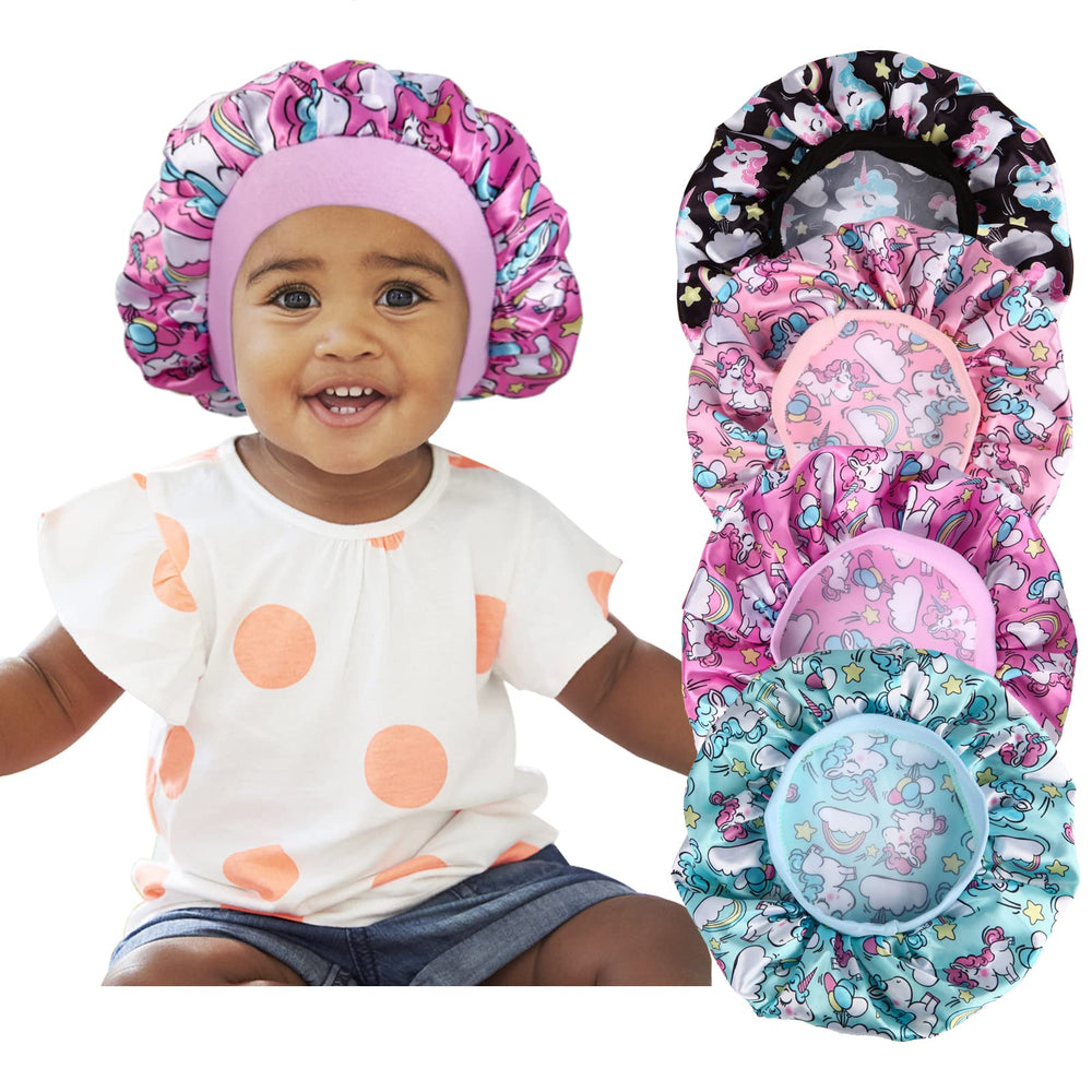 Bonnet Selalu satin rose pour bébé, protège les cheveux pendant le sommeil.