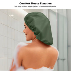 Bonnet-douche Selalu avec bande-elastique pour un maintien securise.