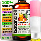 SELFWISE Batana Oil – bouteille démontrant la croissance des cheveux et racines plus fortes.