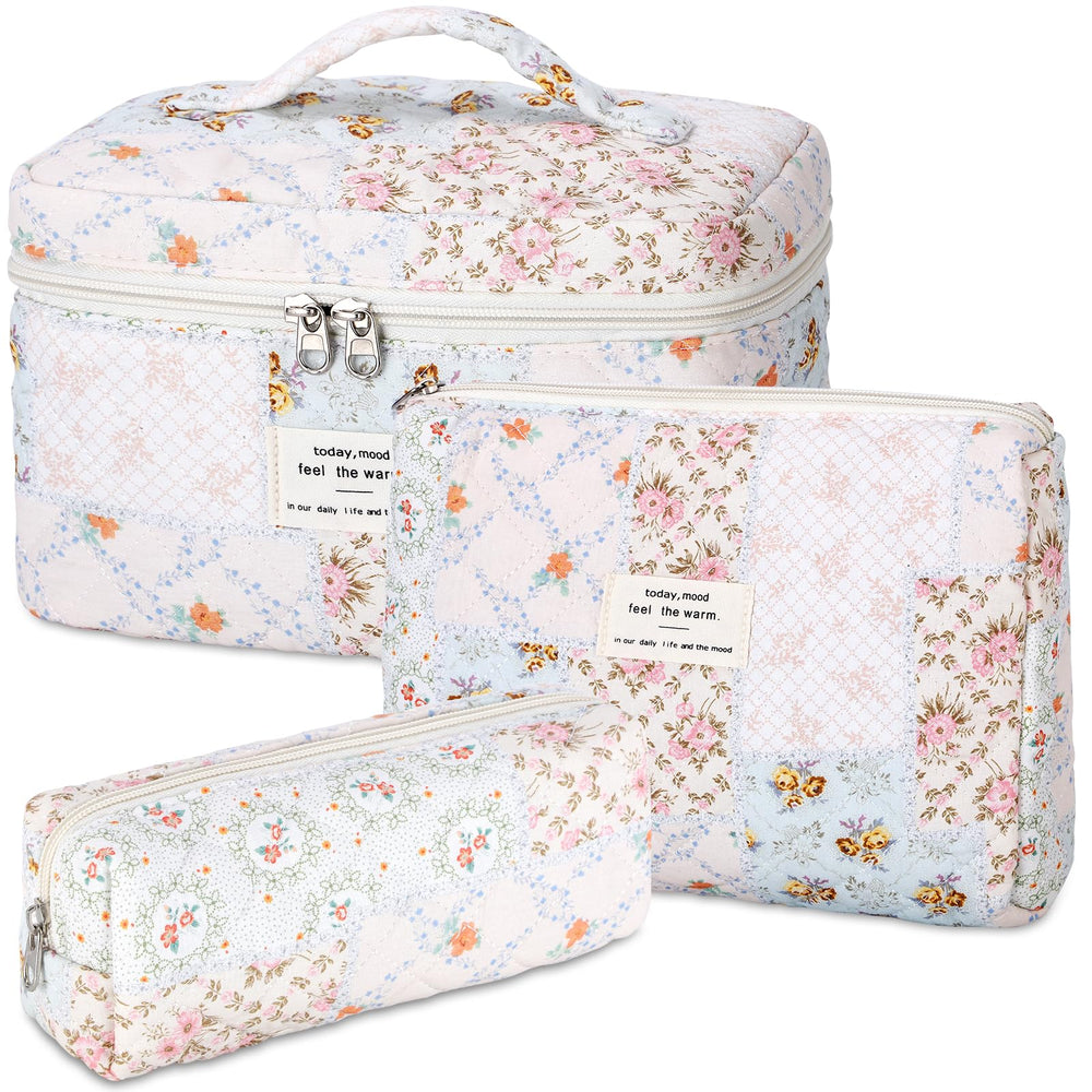 Senbowe sac maquillage floral grand-format, rangement spacieux pour essentiels.