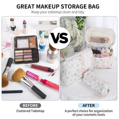 Senbowe sac maquillage floral quilt coton, toucher doux et nettoyage facile.