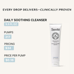 Sente nettoyant visage apaisant quotidien, démaquillage doux pour peaux sensibles.