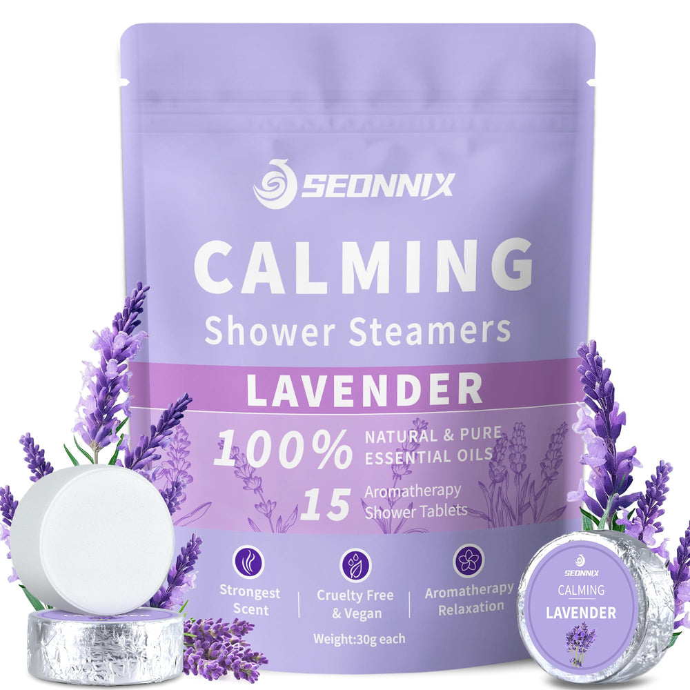 SEONNIX Bombes de douche Lavande – emballage pratique pour routine spa à domicile