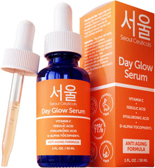 S SeoulCeuticals sérum vitamine C en bouteille ambrée pour éclat naturel.