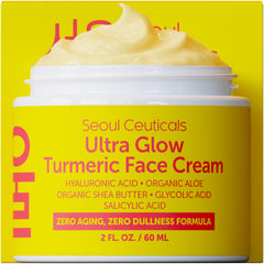 SeoulCeuticals Crème curcuma bouteille, présentation élégante et hydratation quotidienne.